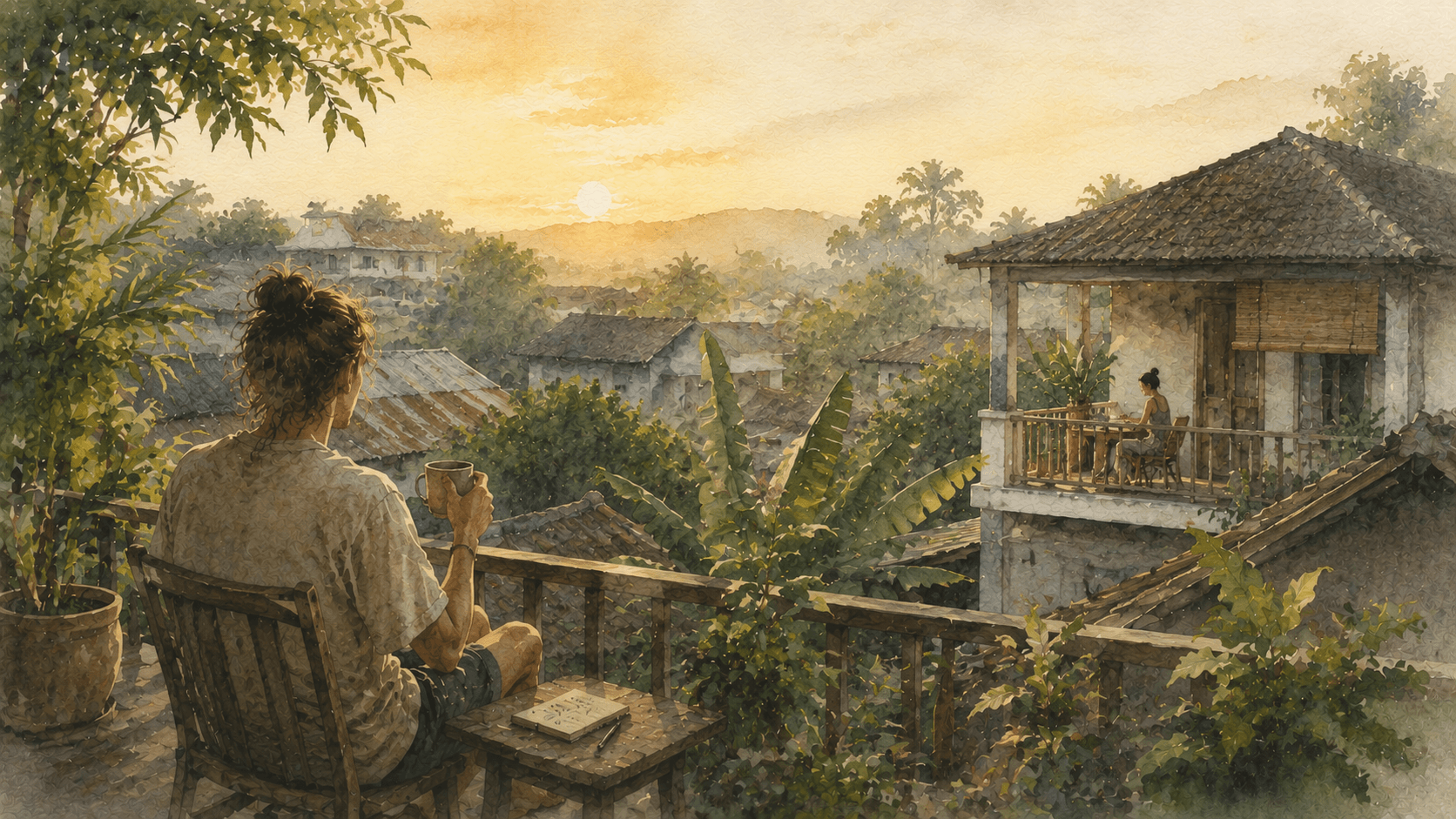 Two Balconies – A Quiet Encounter across the Rooftops
